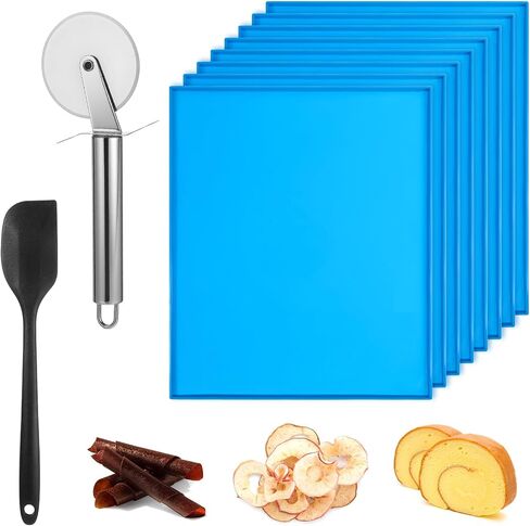 8PCS Silicone Dehydrator Sheets with Edge 12x10in for Fruit Vegetables Meat | MySHUCE Fruit Leather Trays with Silicone Scraper Cutter Wheel Nonstick High Temperature Resistance Dehydrator Mats in Saudi Arabia