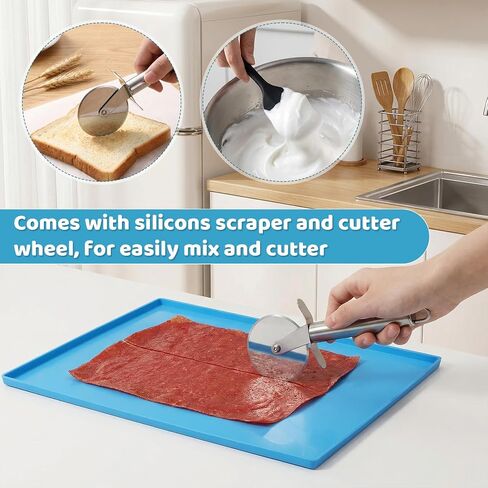 8PCS Silicone Dehydrator Sheets with Edge 12x10in for Fruit Vegetables Meat | MySHUCE Fruit Leather Trays with Silicone Scraper Cutter Wheel Nonstick High Temperature Resistance Dehydrator Mats in Saudi Arabia