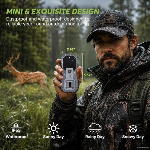 WOSPORTS 2 Pack Mini Trail Camera 32MP 1080P HD Wildlife Camera with 32GB SD Card Game Cameras with Night Vision Motion Activated Waterproof with 4AA Batteries & Card Reader in Kuwait