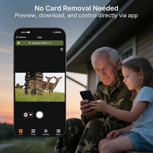 Meidase P90 Pro WiFi Trail Camera (Non-Cellular), 64MP 1296p HD Video, No-Glow Night Vision, Bluetooth App Control, Motion Activated, IP66 Waterproof Game Camera for Wildlife & Backyard Monitoring in Saudi Arabia