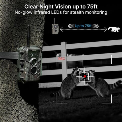 Meidase P90 Pro WiFi Trail Camera (Non-Cellular), 64MP 1296p HD Video, No-Glow Night Vision, Bluetooth App Control, Motion Activated, IP66 Waterproof Game Camera for Wildlife & Backyard Monitoring in Saudi Arabia