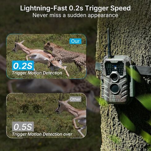 Meidase P90 Pro WiFi Trail Camera (Non-Cellular), 64MP 1296p HD Video, No-Glow Night Vision, Bluetooth App Control, Motion Activated, IP66 Waterproof Game Camera for Wildlife & Backyard Monitoring in Saudi Arabia