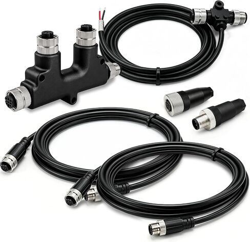 NMEA 2000 Starter Kit, Salt-Resistant Brass Coupling Nuts, Shielded Cable | Marine-Grade Design: Supports reliable NMEA 2000 network connections with Lowrance, Garmin, Simrad, B&G and Navico devices in Saudi Arabia