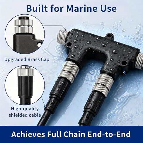 NMEA 2000 Starter Kit, Salt-Resistant Brass Coupling Nuts, Shielded Cable | Marine-Grade Design: Supports reliable NMEA 2000 network connections with Lowrance, Garmin, Simrad, B&G and Navico devices in Saudi Arabia