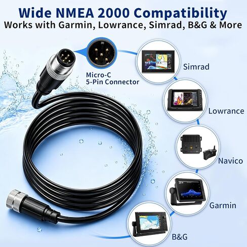 NMEA 2000 Starter Kit, Salt-Resistant Brass Coupling Nuts, Shielded Cable | Marine-Grade Design: Supports reliable NMEA 2000 network connections with Lowrance, Garmin, Simrad, B&G and Navico devices in Saudi Arabia