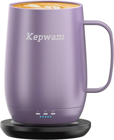 Kepwam Self-Heating Coffee Mug T2, 16oz Electric Heated Mug Hot Up to 149℉ | No App, 3 Temp Settings to Keep Coffee Warm, Long-Lasting Battery for Office & Home,Auto Shut-Off, Ideal Gift for Men & Women in Saudi Arabia