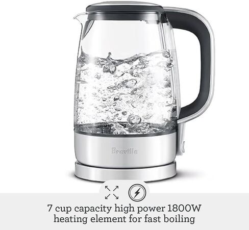 Breville BKE595XL Crystal Clear Kettle, Brushed Stainless Steel | Boil water quickly and monitor every drop with a crystal-clear electric kettle for tea, coffee and more | 7 cup capacity in Saudi Arabia