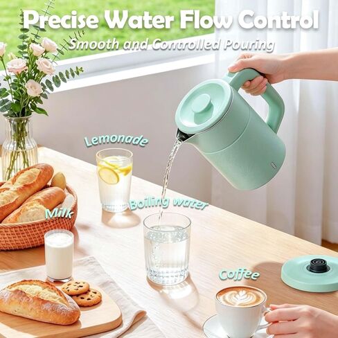 Small Electric Kettle 0.8L, 600W, 304 Stainless Steel Inner, Green | Auto Shut-Off, Boil Dry Protection, BPA-Free, Fast Water Heater for Dorm Office Travel in Saudi Arabia