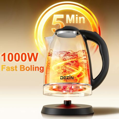 DEZIN 2L Electric Kettle, Fast Boil Electric Tea Kettle, 1000W Water Boiler | BPA-Free Electric Water Kettle Stainless Steel, Auto Shut-Off & Boil-Dry Protection, Ideal for Boiling Water, Coffee, Tea in Saudi Arabia
