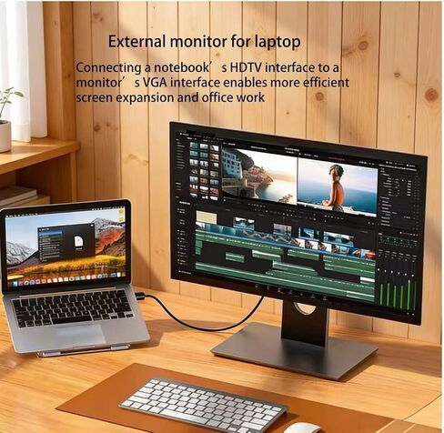كابل محول HDMI إلى VGA بديل، واجهة مطلية بالذهب، متوافق مع أجهزة إكس بوكس ​​وروكو وأجهزة الكمبيوتر المحمولة وأجهزة التلفزيون والشاشات وأجهزة العرض (6 أقدام) in Kuwait