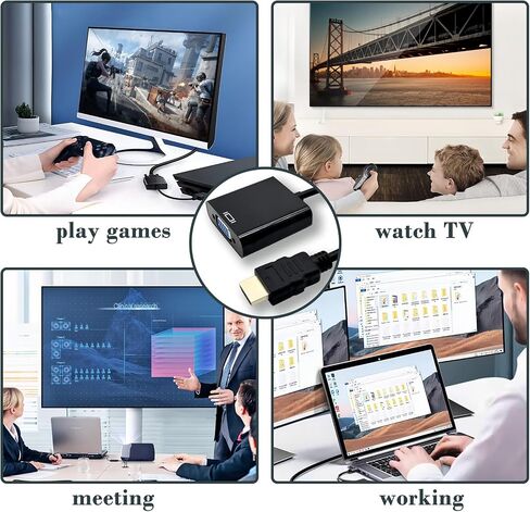 محول Wanme HDMI إلى VGA، محول HDMI عالي السرعة إلى VGA (ذكر إلى أنثى) للكمبيوتر وأجهزة الكمبيوتر المحمولة وأجهزة الكمبيوتر الشخصية والشاشات وأجهزة العرض وأجهزة التلفزيون وأجهزة الألعاب والمزيد (أسود) in Kuwait