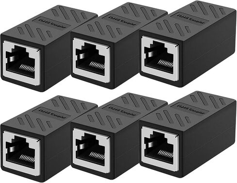 Dingsun RJ45 Coupler, in-Line Coupler Cat7 Cat6 Cat5 Cat5e Network Cable Extender Adapter, Support 100BASE-TX (Black 6 pcs) in Saudi Arabia