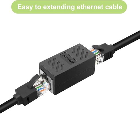 Dingsun RJ45 Coupler, in-Line Coupler Cat7 Cat6 Cat5 Cat5e Network Cable Extender Adapter, Support 100BASE-TX (Black 6 pcs) in Saudi Arabia