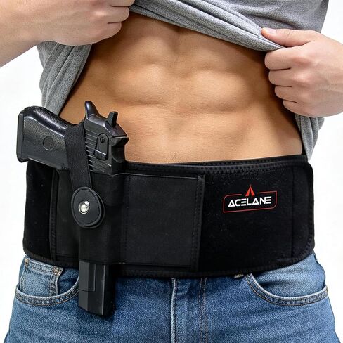 Acelane Belly Band Holster for Concealed Carry Gun Holster Tactical Elastic Waist Pistols Adjustable Belly Wrap Mag Pouch Fits Firearm Handgun Revolvers for Men & Women in Saudi Arabia