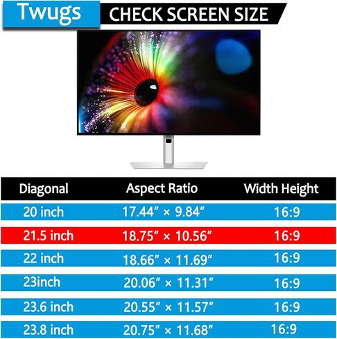[1 Pack] Twugs Computer Privacy Screen 21.5 Inch, Privacy Screen for Computer Monitor, Anti-Glare & Anti-Blue Light Privacy Filter for Computer Display in Saudi Arabia