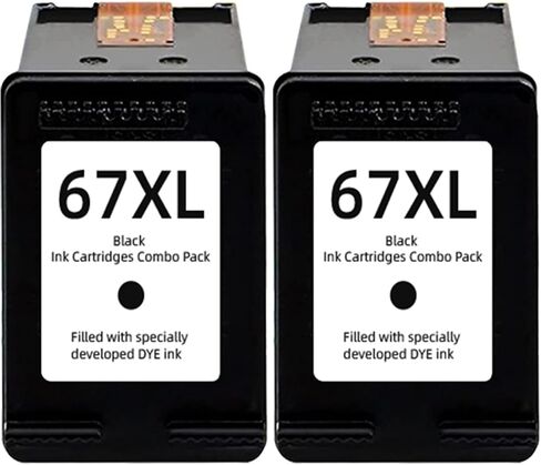 67XL Ink Cartridges Black 2 Pack Replacement for HP 67 Ink XL 6055 2827e | For hp67xl hp67 2700 2700e 2855e 2752 2742e 2755 4255e 4100 4152e 4155 6000 6055e 6400 6458 6452 6455e Printer ink in Saudi Arabia