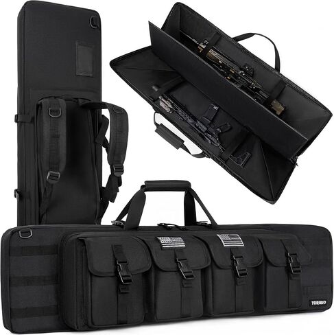 TORIBIO Double Rifle Case Gun Bag 46" x 12" Black | Soft Double Rifle Bag for Rifle Firearm Storage Transportation and Hunting Shooting Range Rifle Backpack in Saudi Arabia