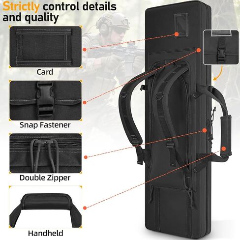 TORIBIO Double Rifle Case Gun Bag 46" x 12" Black | Soft Double Rifle Bag for Rifle Firearm Storage Transportation and Hunting Shooting Range Rifle Backpack in Saudi Arabia