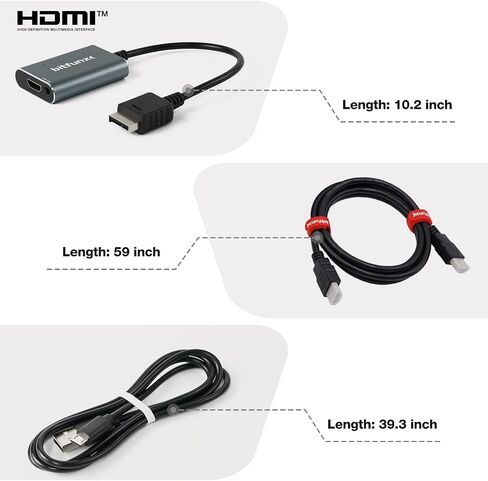 BITFUNX PS2 to HDMI™ Adapter, for PS2 Console All Version | Supports RGB and YPbPr Component Modes for PS2 Games, with Built-in Switch, Plug&Play, No Delay, No Extra Power in Saudi Arabia