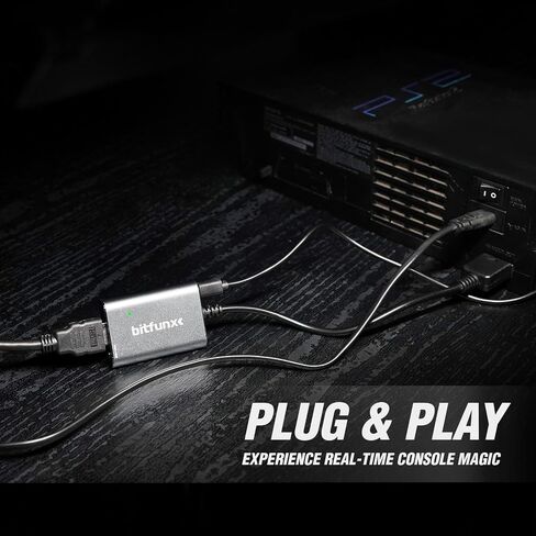 BITFUNX PS2 to HDMI™ Adapter, for PS2 Console All Version | Supports RGB and YPbPr Component Modes for PS2 Games, with Built-in Switch, Plug&Play, No Delay, No Extra Power in Saudi Arabia