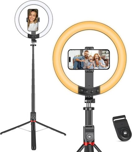 10" Ring Light with Stand 90'' Tall for iPhone & Android, Light with Tripod | Selfie Light with Extendable Tripod Stand, Phone Holder, Remote for YouTube, Makeup,TIKTok, Vlogging in Saudi Arabia