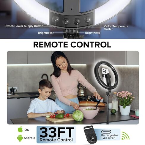 10" Ring Light with Stand 90'' Tall for iPhone & Android, Light with Tripod | Selfie Light with Extendable Tripod Stand, Phone Holder, Remote for YouTube, Makeup,TIKTok, Vlogging in Saudi Arabia