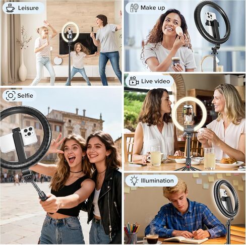 10" Ring Light with Stand 90'' Tall for iPhone & Android, Light with Tripod | Selfie Light with Extendable Tripod Stand, Phone Holder, Remote for YouTube, Makeup,TIKTok, Vlogging in Saudi Arabia