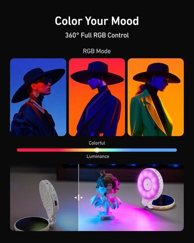 TELESIN ضوء سيلفي مغناطيسي لهاتف iPhone Magsafe وAndroid | ضوء هاتف RGB ملون بالكامل يدور 360 درجة مع مرآة وحامل، وحلقة سيلفي LED تملأ الضوء للصور، وتيك توك، ومدونة الفيديو، والمكياج in Kuwait
