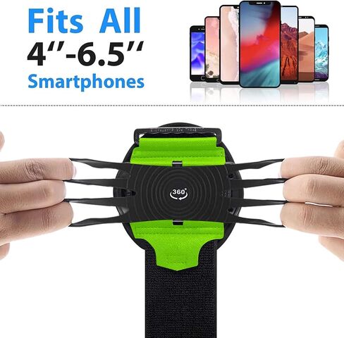 Wristband Phone Holder for 4''-6.5''Phone, 360°Rotation & Detachable | Green Sports Armband for Running with Key Holder for iPhone 17/16/15/14/13/12/11/Pro/XS/XR/X/8/7/6/Plus, for Samsung Galaxy in Saudi Arabia