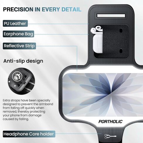 PORTHOLIC 2026 Running Armband Water Resistant Sports Phone Holder Case with Extension Strap,Card Slot Up to 6.9" Phone for iPhone 17/16/15/14/13 Plus Air Pro Max XR/XS in Saudi Arabia