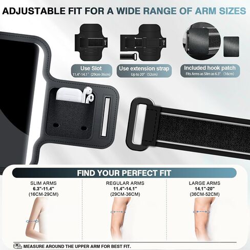 PORTHOLIC 2026 Running Armband Water Resistant Sports Phone Holder Case with Extension Strap,Card Slot Up to 6.9" Phone for iPhone 17/16/15/14/13 Plus Air Pro Max XR/XS in Saudi Arabia