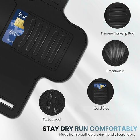 PORTHOLIC 2026 Running Armband Water Resistant Sports Phone Holder Case with Extension Strap,Card Slot Up to 6.9" Phone for iPhone 17/16/15/14/13 Plus Air Pro Max XR/XS in Saudi Arabia