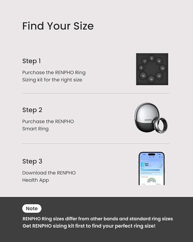 RENPHO Lynx Smart Ring, Subscription-Free App, Silver, Size 9 | All Day Sleep & Activity Tracking, Includes Charging Case, 7-Day Battery Life, Size Before You Buy in Saudi Arabia