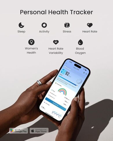 RENPHO Lynx Smart Ring, Subscription-Free App, Silver, Size 9 | All Day Sleep & Activity Tracking, Includes Charging Case, 7-Day Battery Life, Size Before You Buy in Saudi Arabia