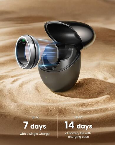RENPHO Lynx Smart Ring, Subscription-Free App, Silver, Size 9 | All Day Sleep & Activity Tracking, Includes Charging Case, 7-Day Battery Life, Size Before You Buy in Saudi Arabia
