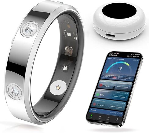 Yihou Smart Ring Ultra Narrow Diamond Slim Sleep Rings Heart Rate Monitor Health Ring Fitness Tracker Pedometer Step Counter Calories Waterproof Ladies Smart Rings for Women Men, No Subscription Fee in Saudi Arabia