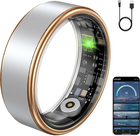 Smart Ring Fitness Tracker Ring for Women & Men, Sleep/Step/Blood Oxygen/Heart Rate Monitor, Long-Lasting Battery Sleep Ring, No Subscription Fee, Compatible with Android & iOS (Matte Silver, 8#) in Saudi Arabia