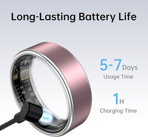 Smart Ring Fitness Tracker Ring for Women & Men, Sleep/Step/Blood Oxygen/Heart Rate Monitor, Long-Lasting Battery Sleep Ring, No Subscription Fee, Compatible with Android & iOS (Matte Silver, 8#) in Saudi Arabia