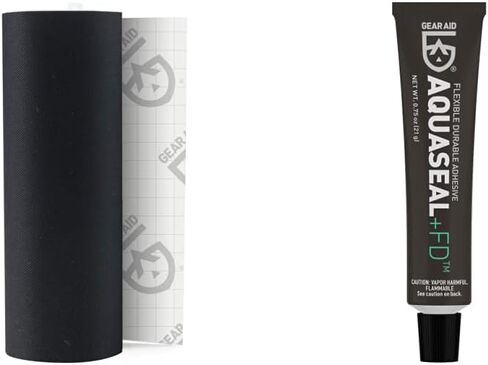 GEAR AID Tenacious Tape Nylon Repair Tape for Fabric and Vinyl, 3" x 20", Black & Aquaseal FD Flexible Repair Adhesive for Outdoor Gear and Vinyl, Clear Glue, 0.75 oz, Model:10110 in Kuwait