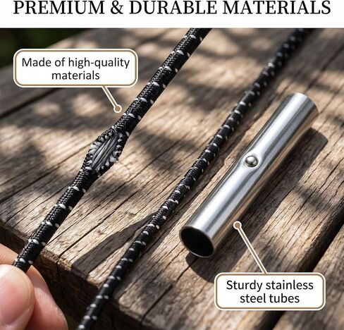2 Set Tent Pole Repair Kit, Universal Nylon Tent Poles Replacement Kit | Tent Kit with 2 Shock Cord, 12 Washers, 4 Metal Tubes and 2 Iron Lead Wire, Repair Accessories for Camping Hiking Backpacking in Saudi Arabia