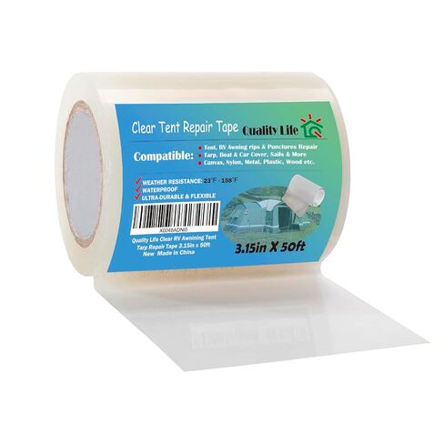 RV Awning Repair Tape，Clear Tent Repair Tape Waterproof, for Tarp,Canvas，Boat Covers, Sail, Heavy Duty High Adhesive - 3.15in x 50ft in Saudi Arabia