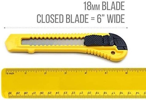 Tape King Utility Knife Set (12 Pack) | 18mm Wide Blade Box Cutter | Retractable Design, Compact And Versatile for Home, Crafts, Warehouse, Cartons, Cardboard, Office Supplies and Packaging in Saudi Arabia