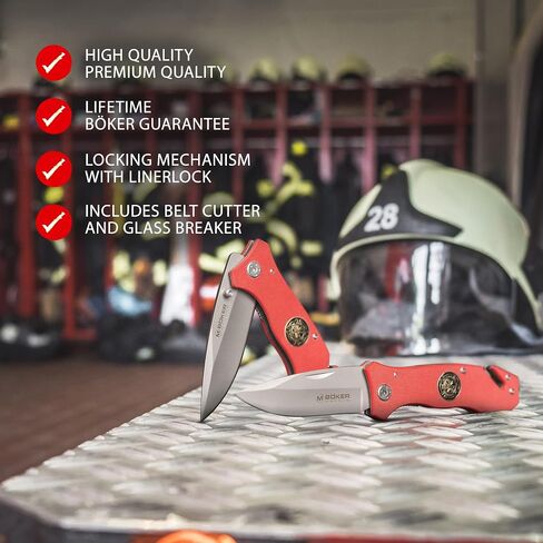Boker Magnum 01MB366 Fire Department Knife with 3 3/8 in. Blade, Red in Saudi Arabia