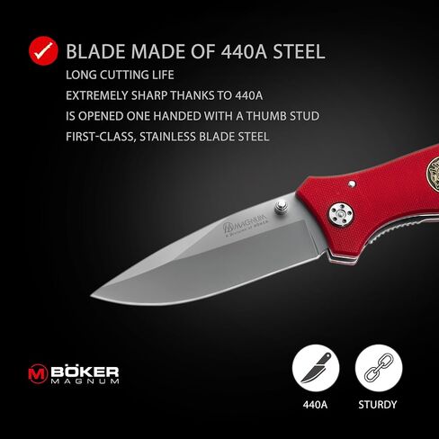 Boker Magnum 01MB366 Fire Department Knife with 3 3/8 in. Blade, Red in Saudi Arabia