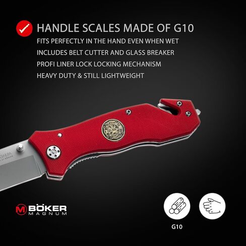 Boker Magnum 01MB366 Fire Department Knife with 3 3/8 in. Blade, Red in Saudi Arabia