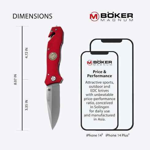 Boker Magnum 01MB366 Fire Department Knife with 3 3/8 in. Blade, Red in Saudi Arabia