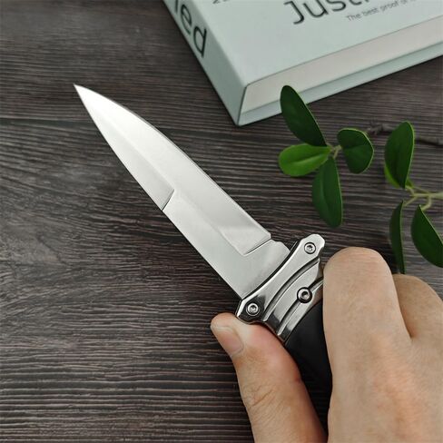 Goshawk 8.7'' Button Lock Pocket Knife with Belt Clip，Gifts for Men，Assisted Opening Survival Folding Knives，9Cr18MoV Blade and Wenge Wood Handle，EDC Tactical Tool for Camping，Hunting in Saudi Arabia