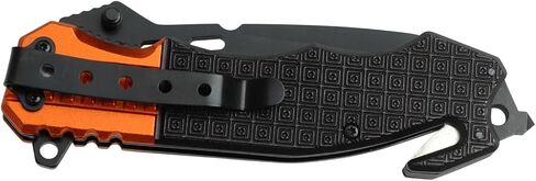 Tac-Force 8" Assisted Opening Rescue Pocket Knife - 3.25" Black Half-Serrated Stainless Steel Blade, Orange/Black EMT Aluminum Handle, Glass Breaker & Seatbelt Cutter in Saudi Arabia