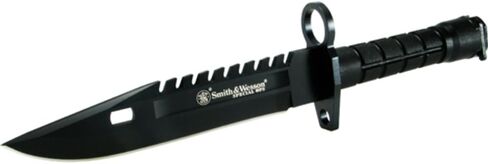 Smith & Wesson SW3B 12.8in SS سكين ذو نصل ثابت مع شفرة باوي 7.8in مع عمود فقري مسنن ومقبض من ألياف النايلون للأماكن الخارجية والتكتيكية والبقاء وEDC in Kuwait