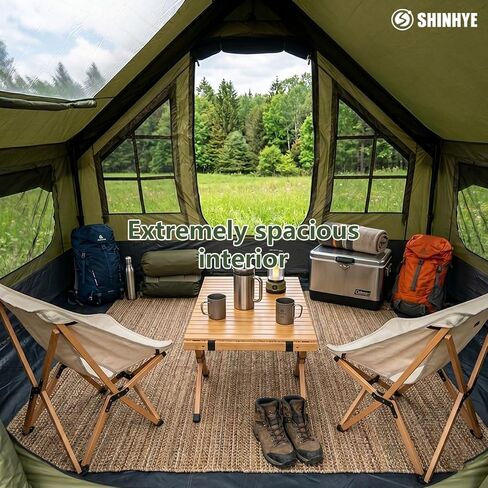 Inflatable Tents for Camping - Blow Up Tent with Stove Jack and Pump, Hot Cabin Tent House Easy Setup 4 Season Waterproof Oxford Glamping Air Tents for Adult 2/3/4 Person in Saudi Arabia